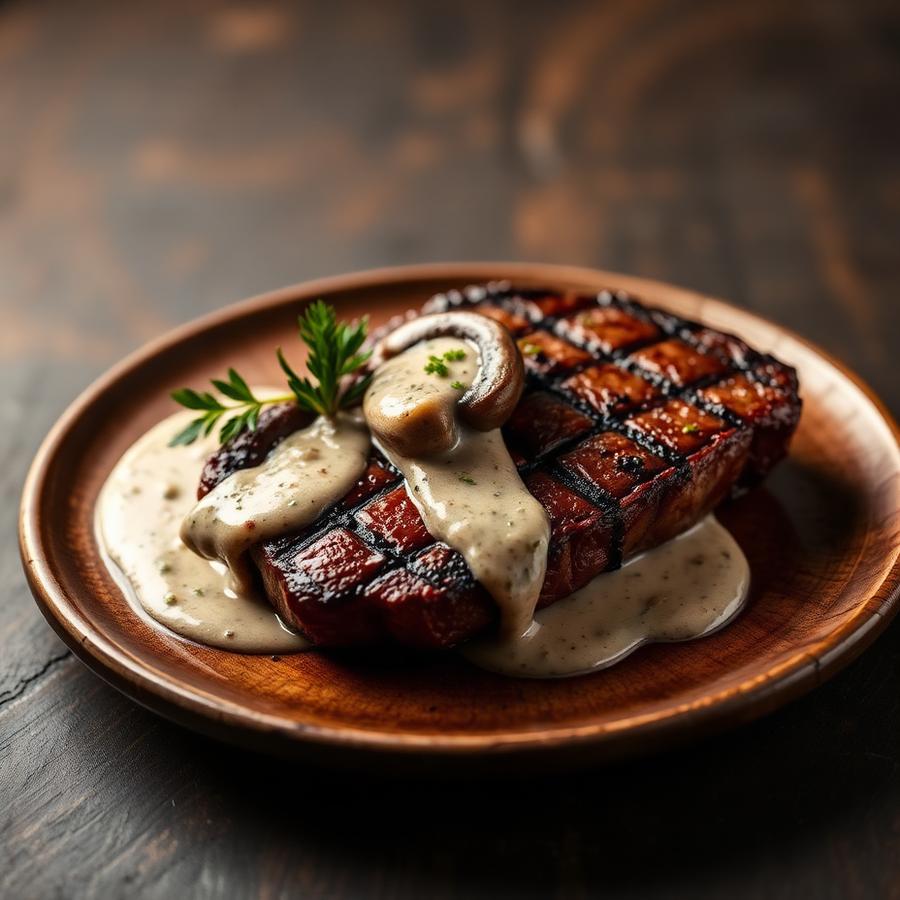 Entrecôte sauce champignon